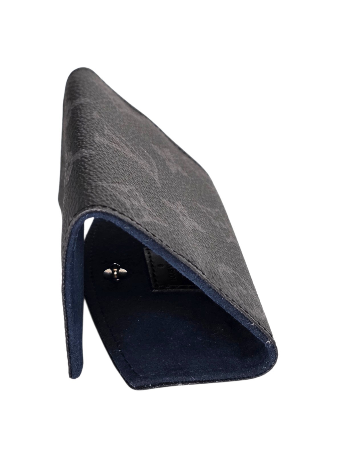 Louis Vuitton Monogram Eclipse Cufflink Case Leather Snap Closure Black
