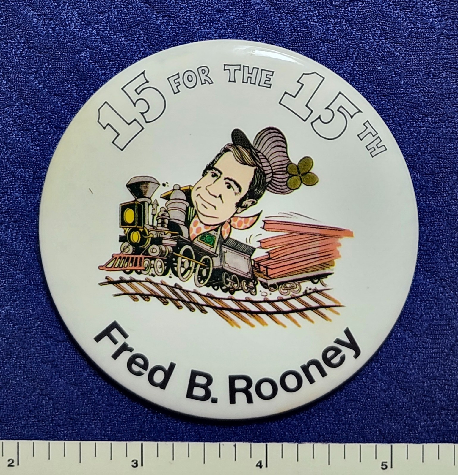 FRED ROONEY BETHLEHEM PENNSYLVANIA MEMBER CONGRESS 1970POLITICAL PINBACK BUTTON