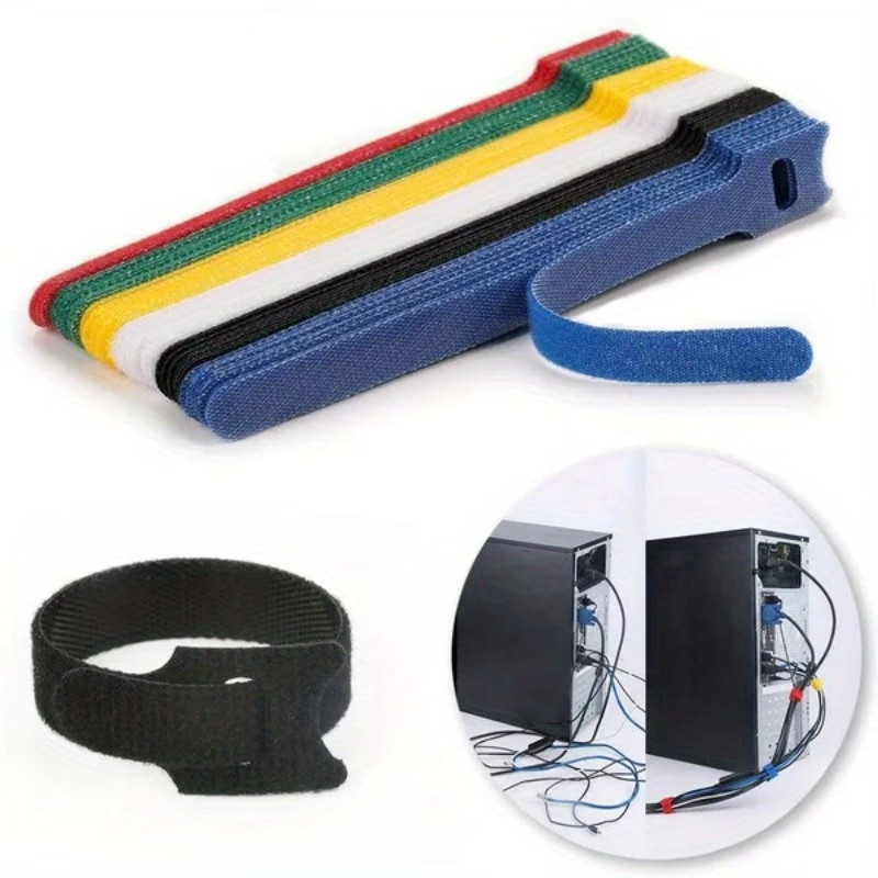 50 Pcs Reusable Cable Ties, Multipurpose Nylon Hook & Loop Straps, Cord Organ