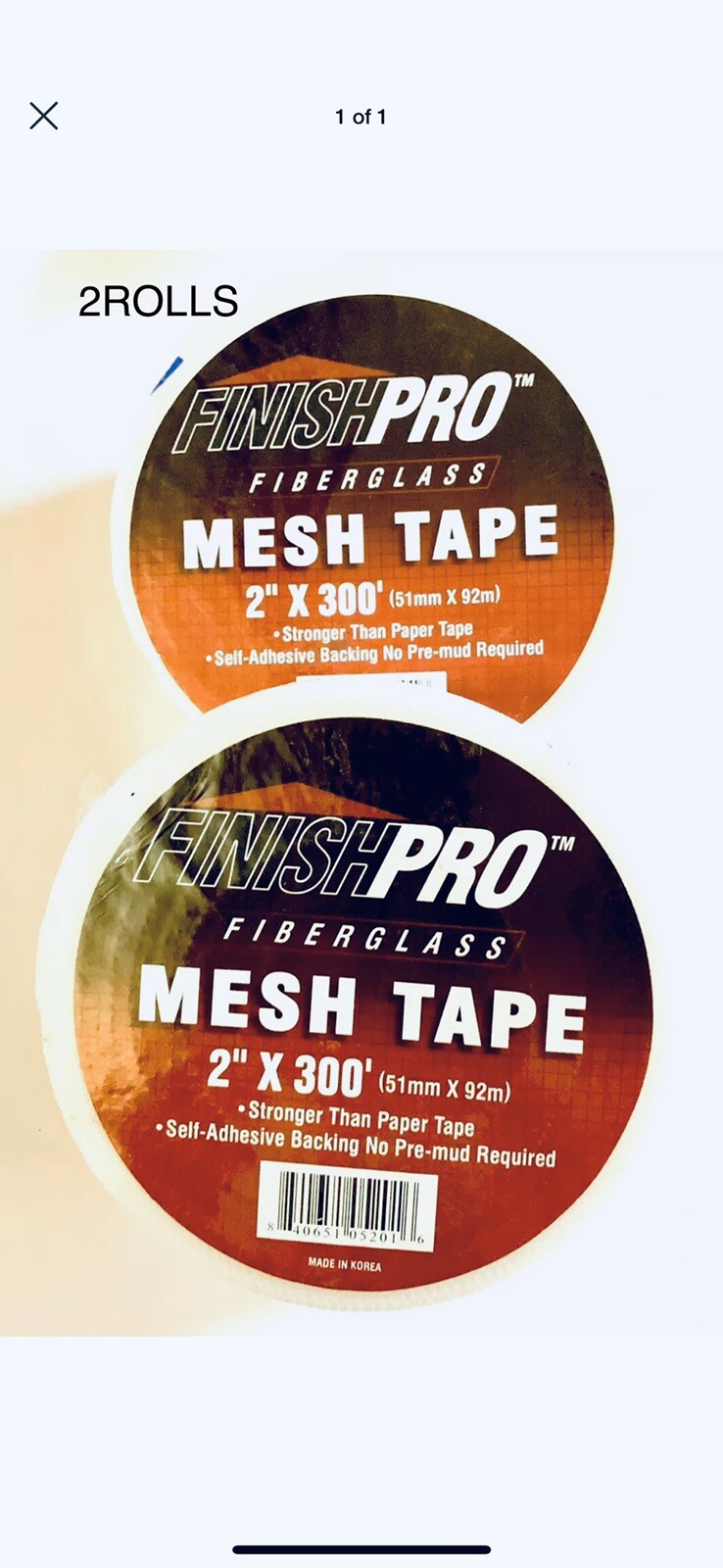 Finish Pro FiberGlass Mesh Tape 2" x 300 Feet (￼2 Rolls )