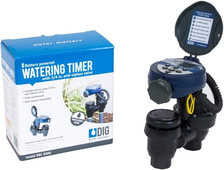 DIG RBC8000 Battery Powered Irrigation Automatic Controller with 3/4" Anti-Si...