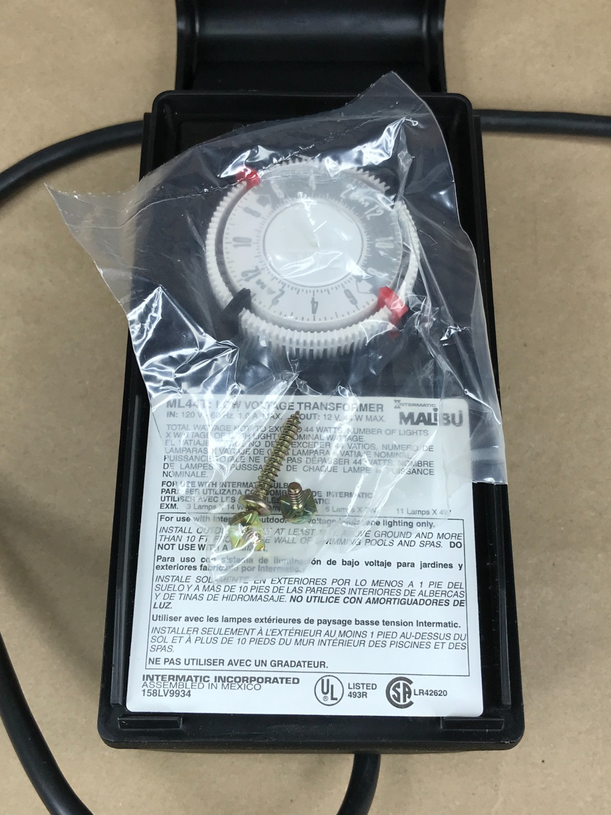 NEW Malibu Intermatic 44 Watt ML44T Low Voltage Lighting Transformer/Timer