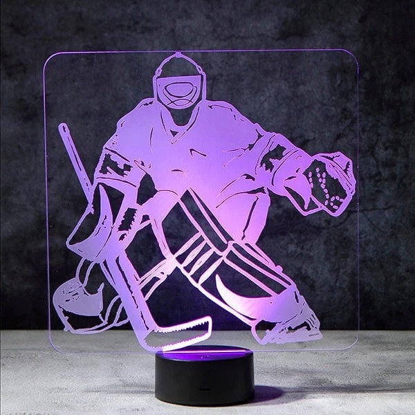 Hockey Goalie Player 3D Lamp Night Lights for Kids 7 LED Color Changing
