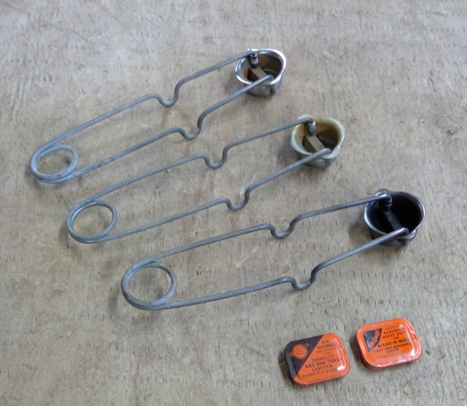 Three Flint Spark Torch Lighters with extra tips Made in the USA