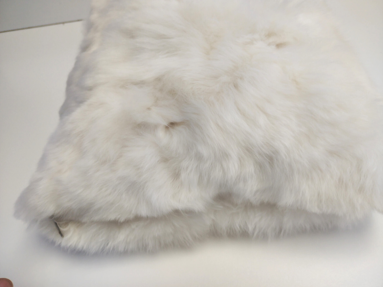PERUVIAN INCA COVER, WHITE ALPACA BABY CUSHION COVER. 16X16IN