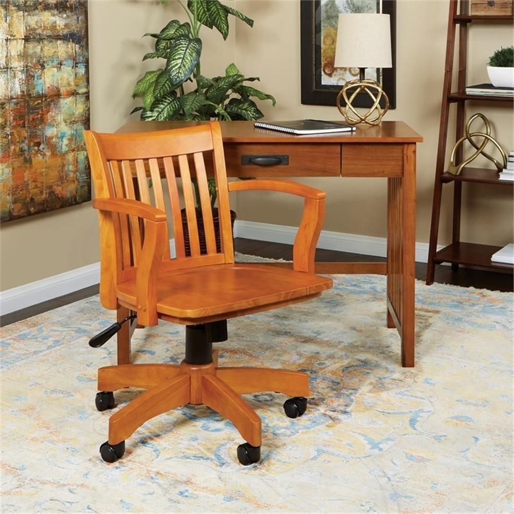 Bowery Hill Traditional Wood Bankers Office Chair in Fruit Brown
