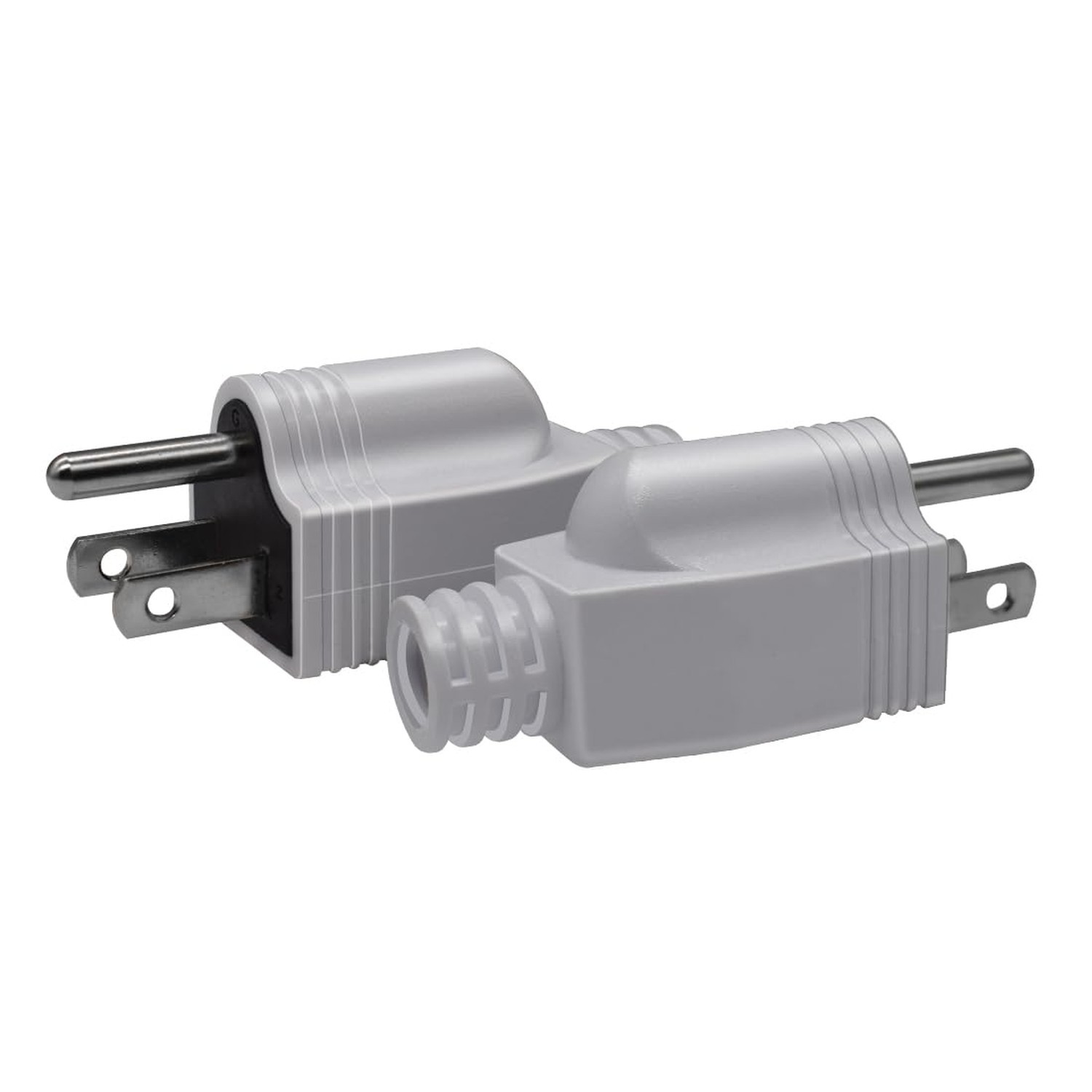 NEMA 5-15P DIY Rewirable Male Plug, White, 2-Pack | 15A 125V, 3-Prong US Stan...