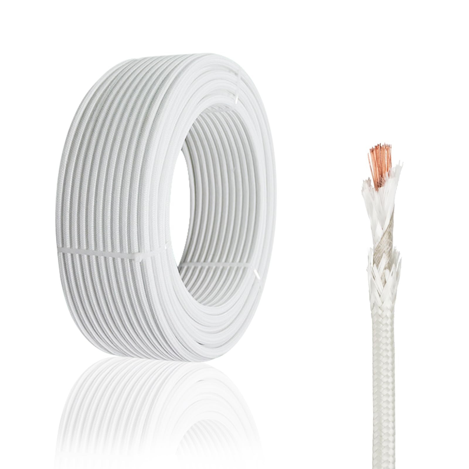 KToyeang 7 Gauge High Temperature Wire 16.4Ft, -76-932 ℉ 7 AWG 16.4FT, White