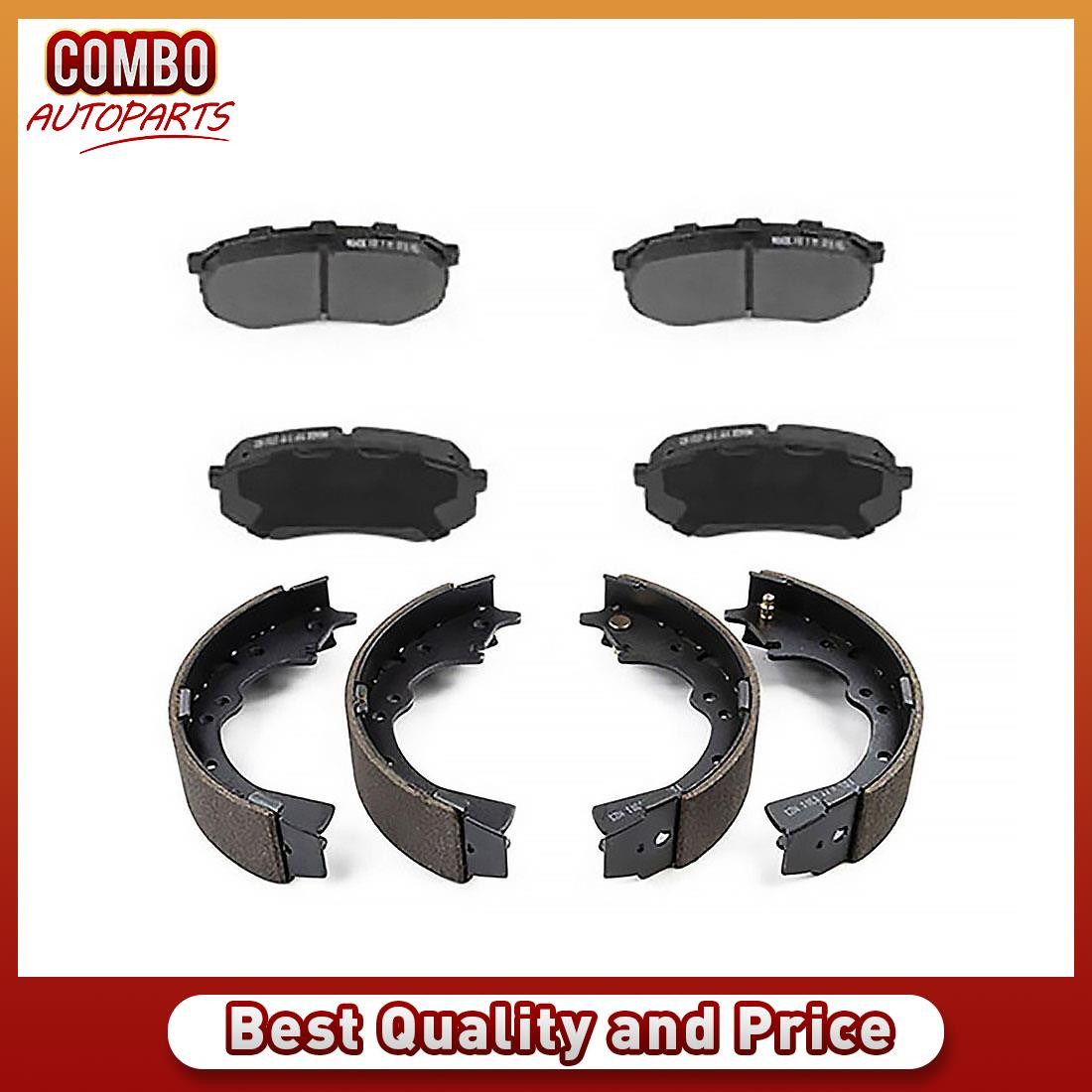 Front & Rear Ceramic Brake Pads And Drum Shoes Fits 1995-2004 Toyota Tacoma