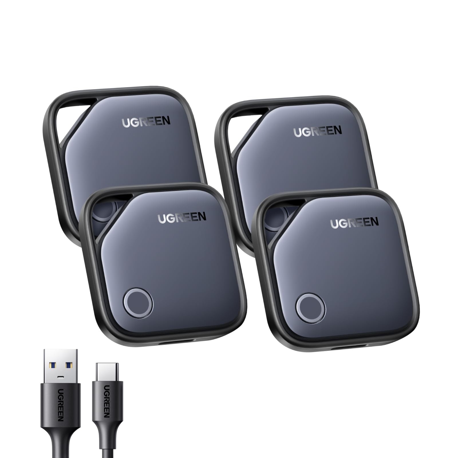 UGREEN FineTrack (iOS Only)Air Tracker Tags 2 Pack, 1-Year USB-C Rechargeable Ba