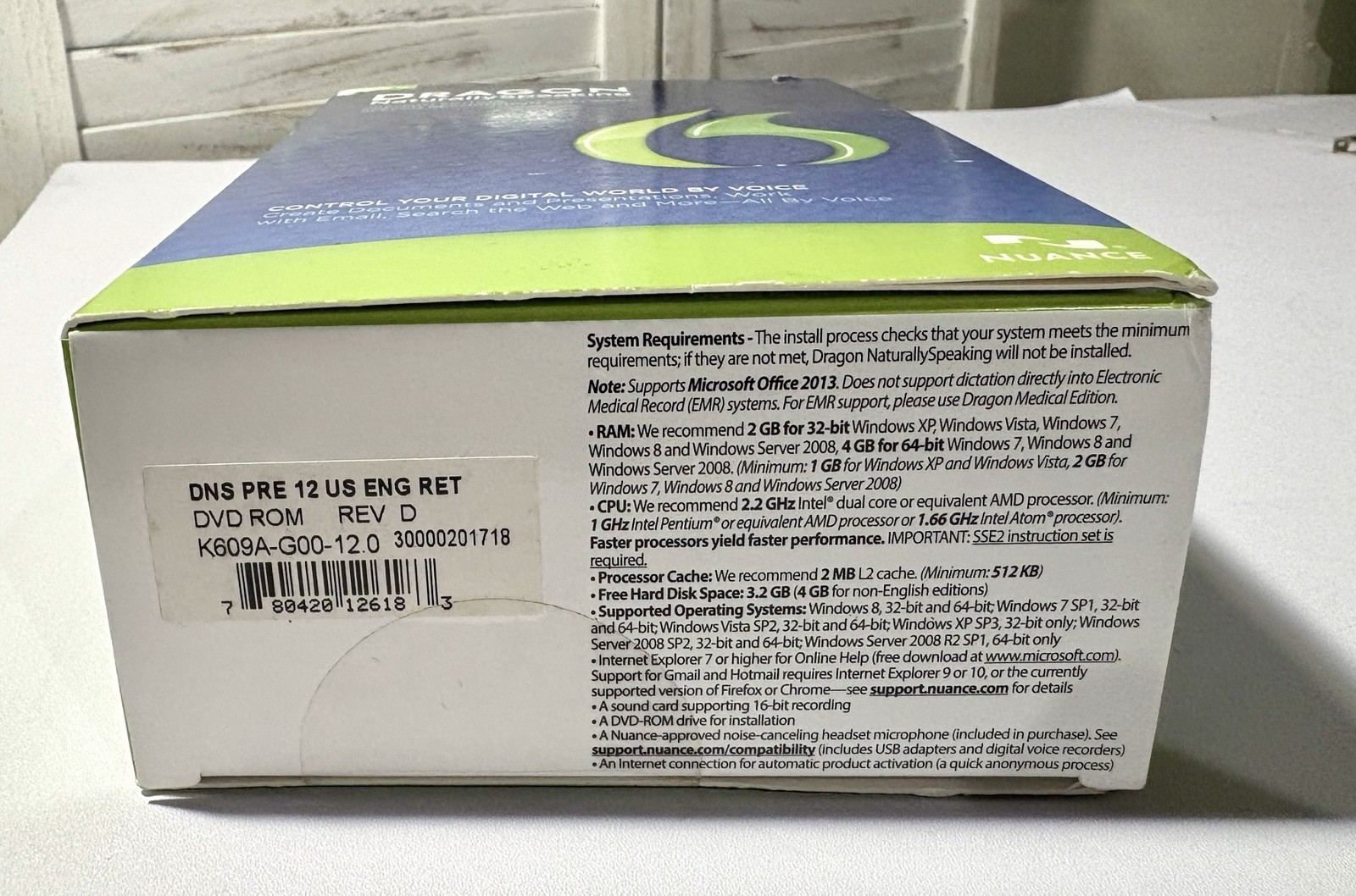 Dragon Naturally Speaking Premium Edition Basics w/ Headset Version 12 Open Box