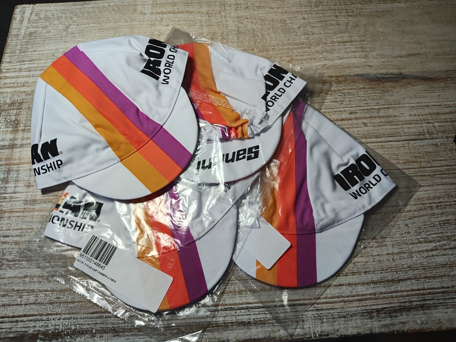 Lot of 4 Cycling Hat Santini Cyclist Hat Short Bill Ironman world championships