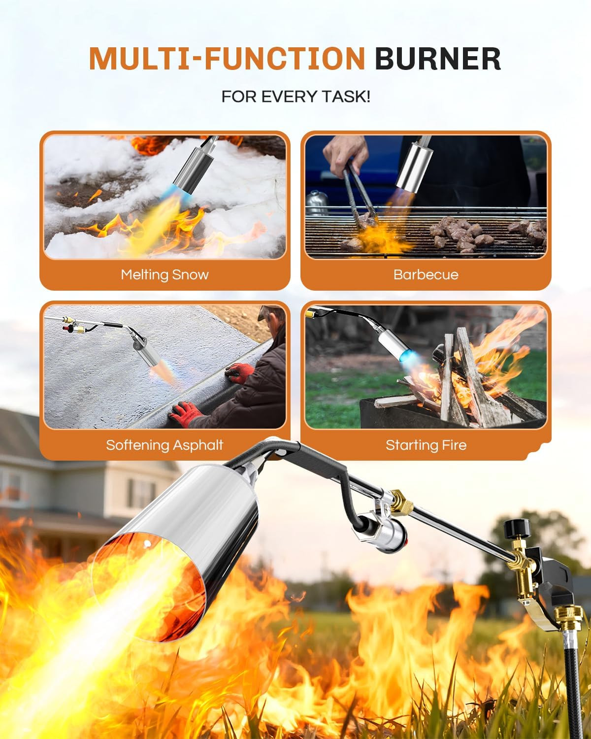 Propane Torch Weed Burner, Weed Torch 340,000 BTU Flamethrower with POL 11.5FT H