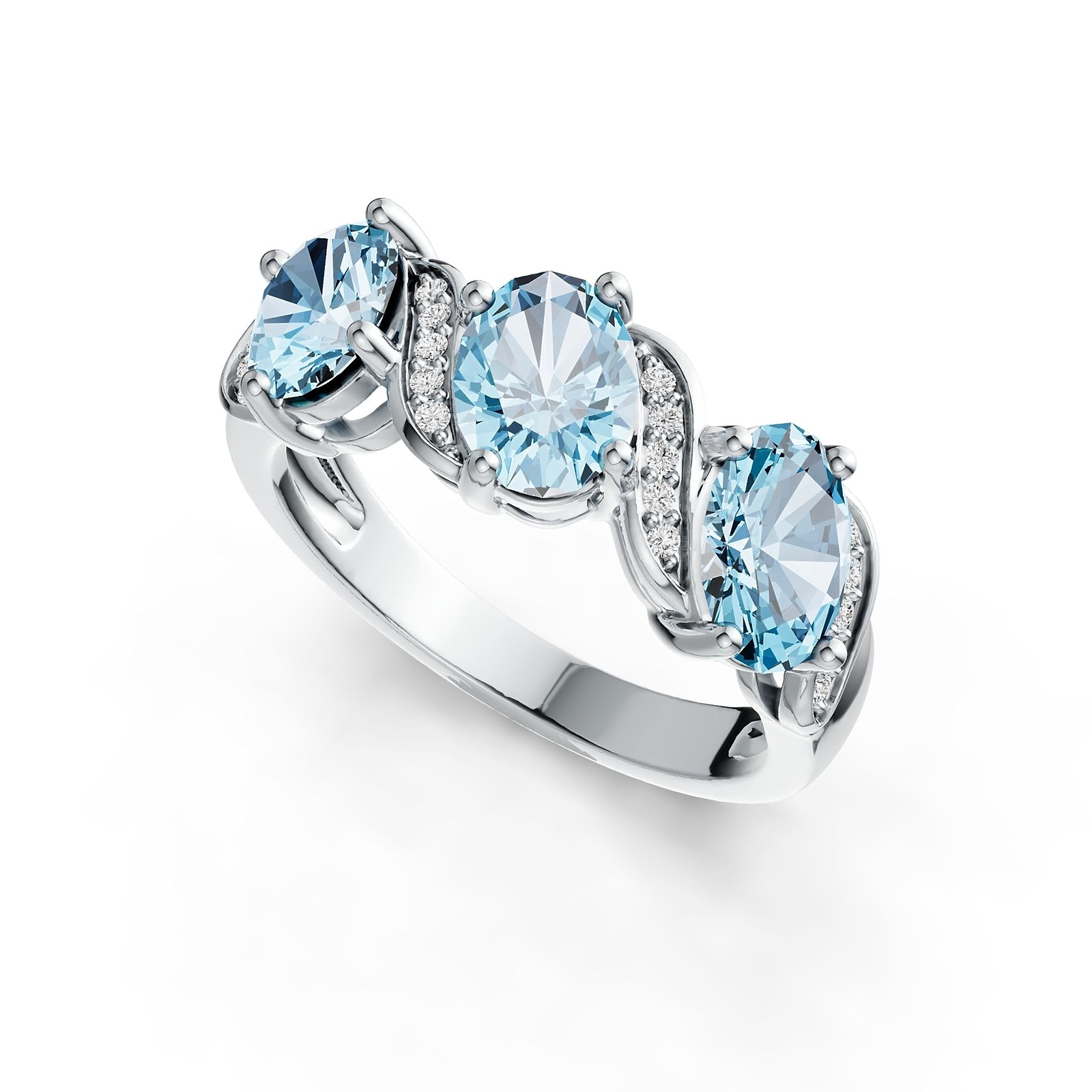 Sterling Silver Semi Mount Ring Setting Oval OV 7X5mm with White Topaz