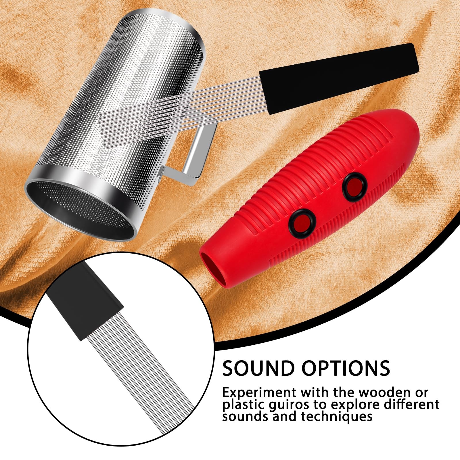 Guiro Scraper Latin Percussion Comb-Style Replacement Tool 2 Packs Black