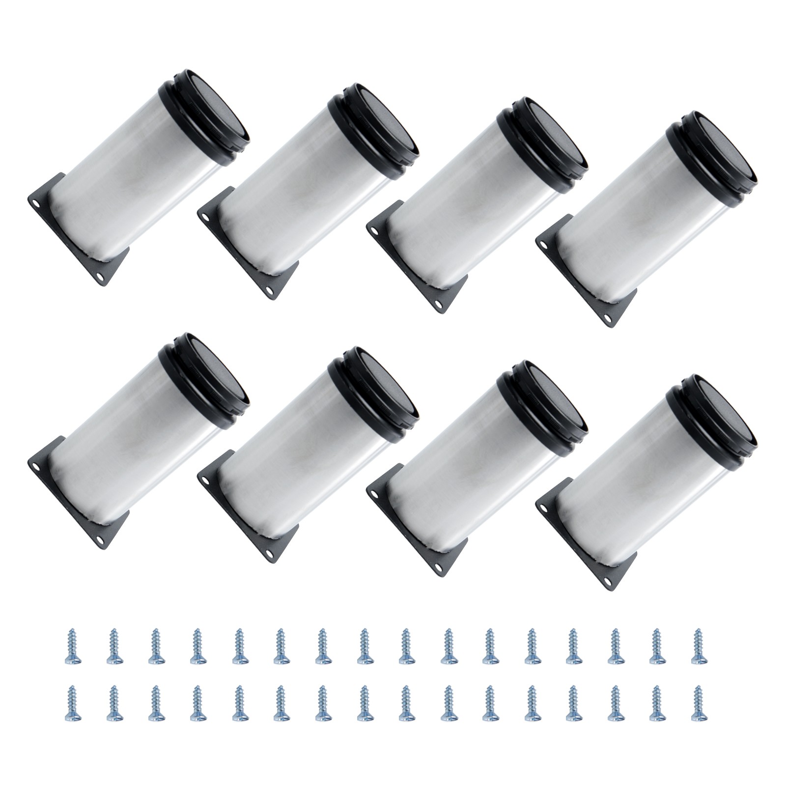 8Pcs 4 Inch Height Furniture Cabinet Legs with Screws Stainless Steel 50mm Dia