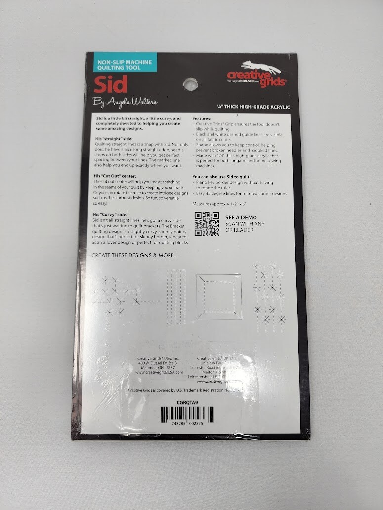 Genuine Creative Grids USA Machine Quilting Tool - Sid CGRQTA9 - Factory Sealed