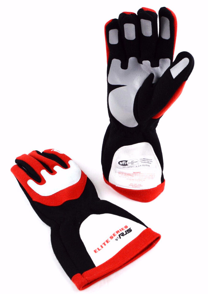RJS RACING SFI 3.3/5 ELITE DRIVING RACING GLOVES RED SIZE LARGE 600030130