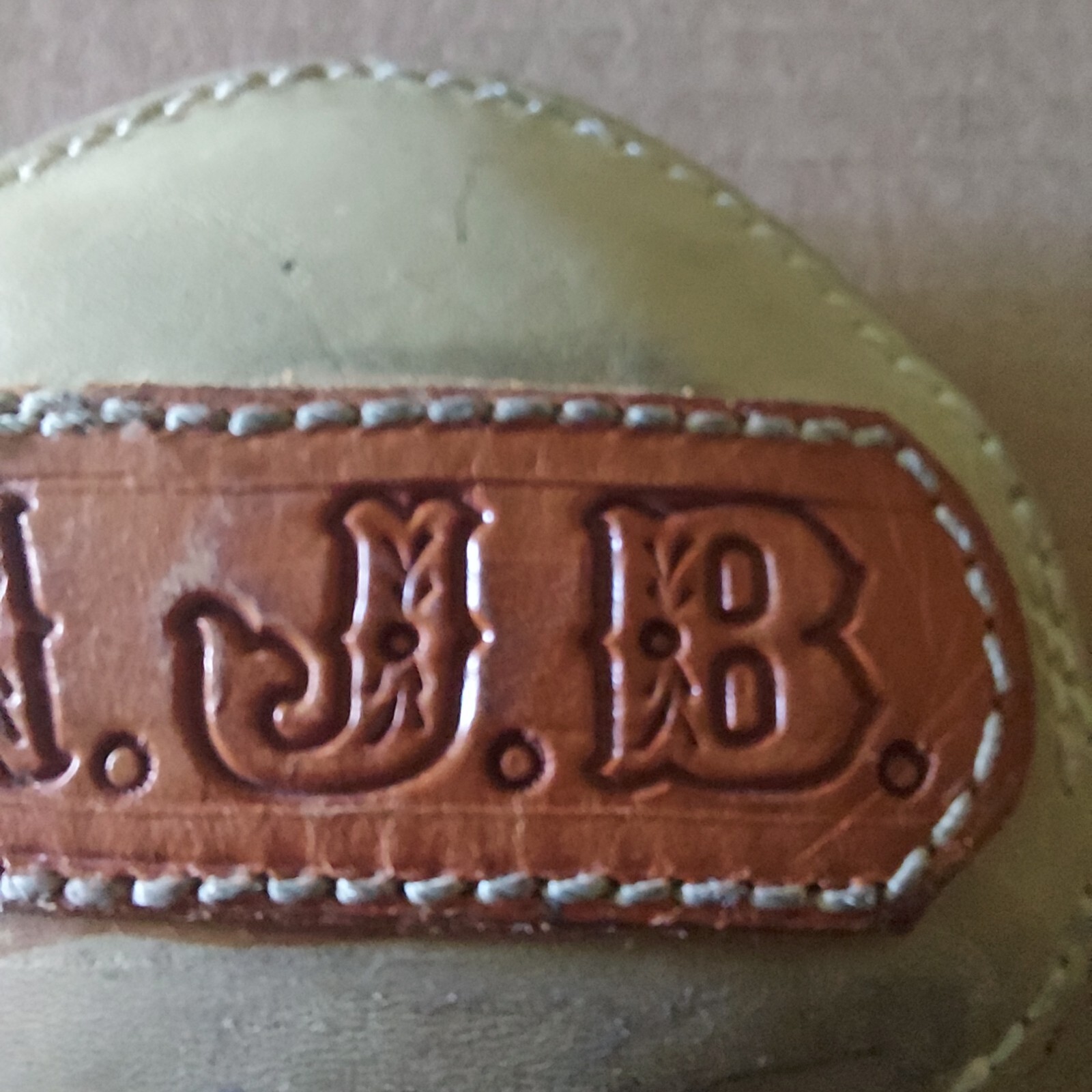 Initial Initials A J B Leather Office Paper Weight Desk Western Cowboy Style