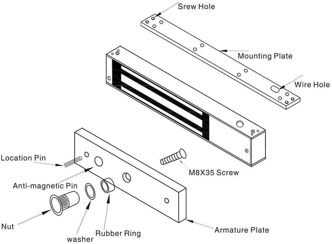 600lbs Electromagnetic Door Lock for Access Control 12V System - Single Door