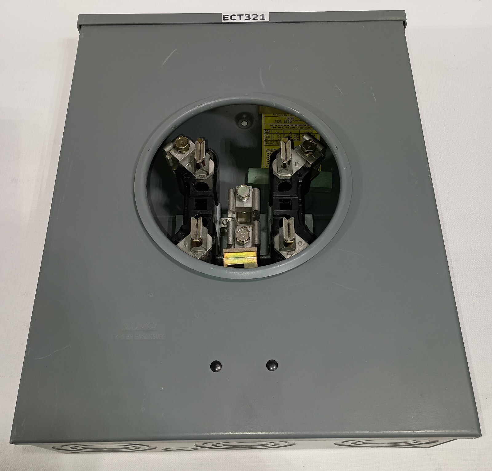 NEW Superior Meter Can Socket Ring Style 200A 600V 1 Phase NEMA 3R R LOT U 314-1