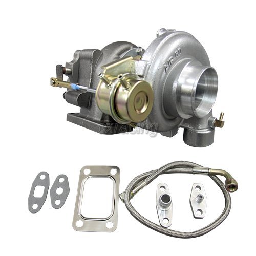 CXRacing T3 8PSI Wastegate Turbo Charger 0.48 AR 0.60 A/R + Oil Line Flanges