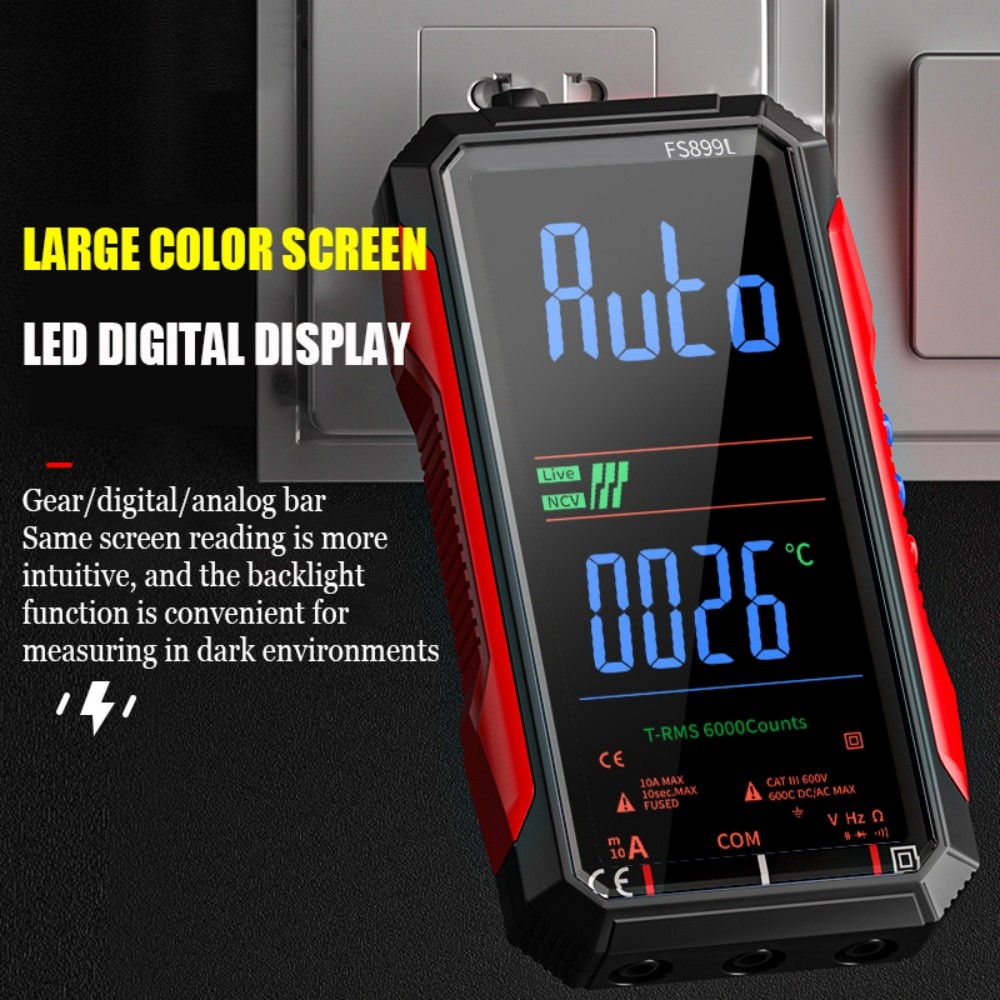 TRMS 6000 Counts Digital Multimeter Tester Auto-Ranging Voltmeter Colour Display