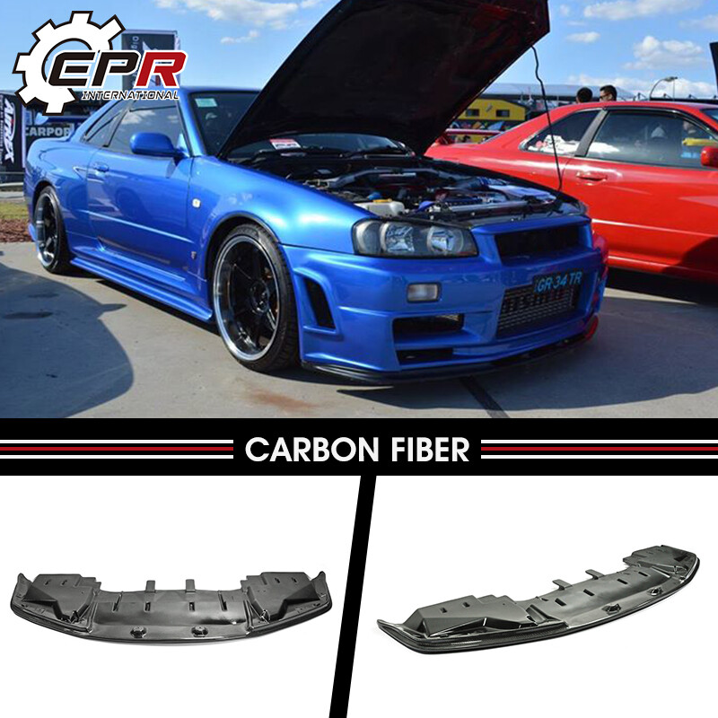 For Nissan Skyline R34 GTR OE Carbon Fiber Front Bumper Lip w/Undertray Bodykits