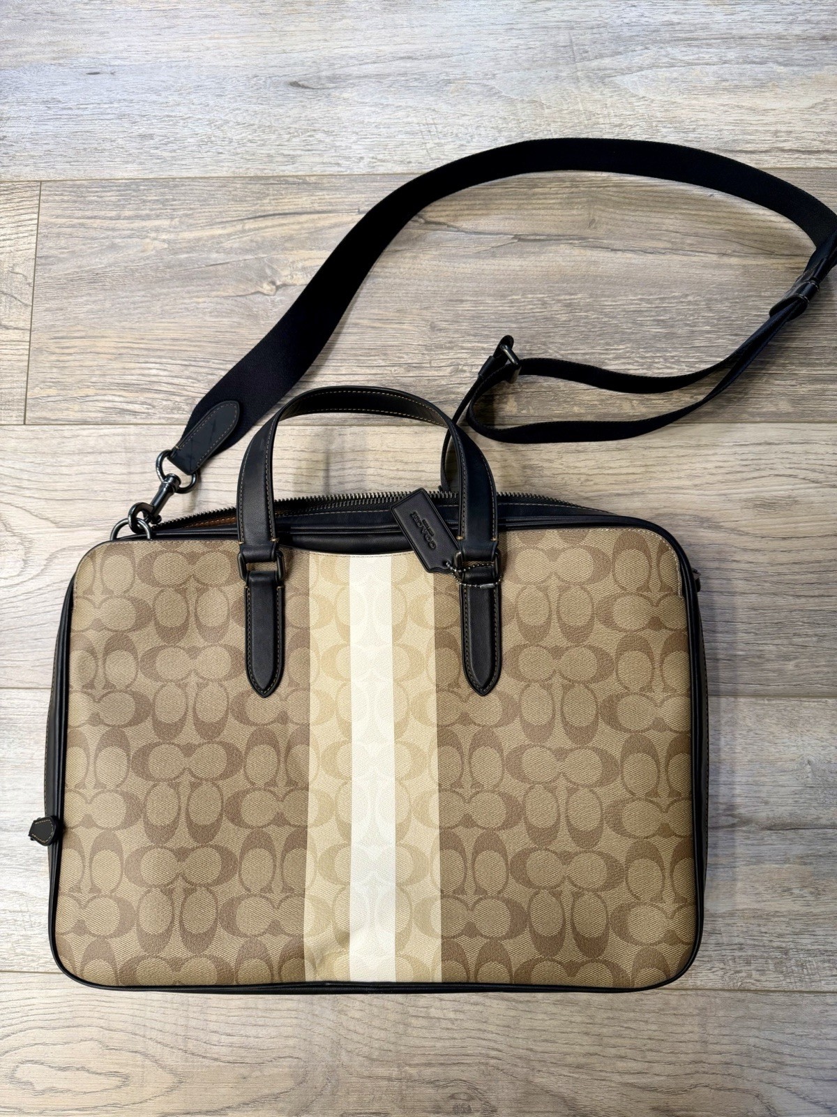 Coach Signature Canvas Messenger Bag Brown/Beige Crossbody Strap Organizer
