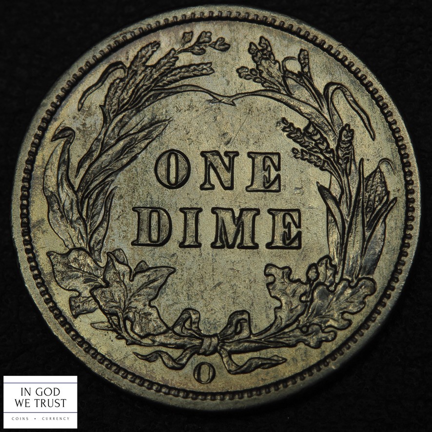1902 O Barber Silver Dime 10C (AU Almost Uncirculated) - Cleaned