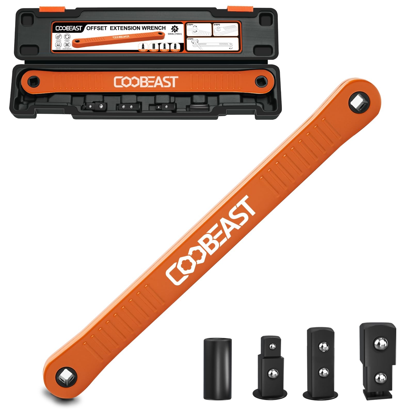 3/8 Inch Offset Extension Wrench Impact Ready Socket Wrench Extender Tool with V