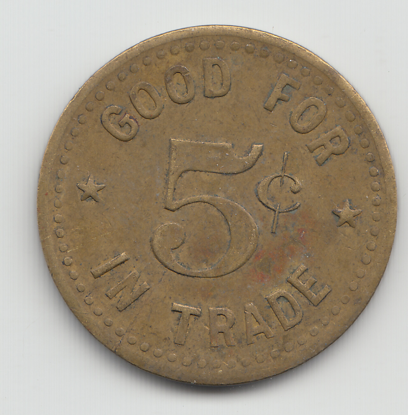 Hotel Williams Good For 5 cents in trade brass token - Detroit Michigan 913