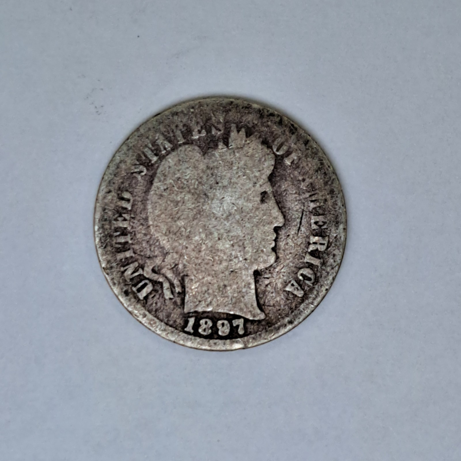 1897 Barber Dime 10C Silver Coin Circulated Free Shipping #SA33