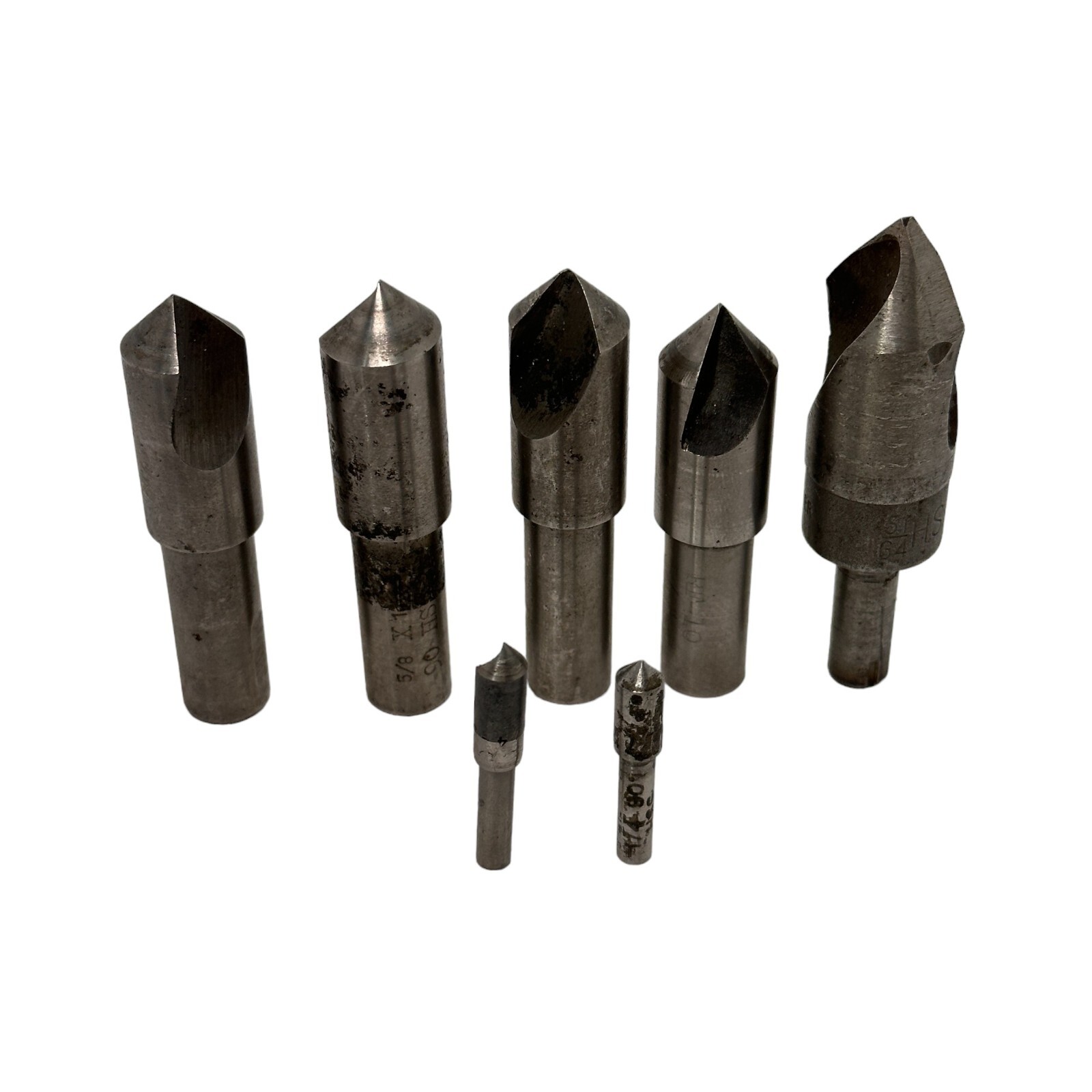Lot of 7 Countersinks 5/8"-82 Degrees , 5/8"-90 Degrees , 1/4" 90 Degrees