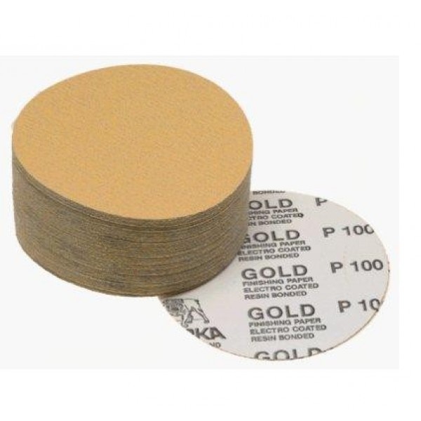 Mirka 23-332-080 Gold 5" PSA Sticky Back Sanding Discs 80 Grit, 100 Ct Box