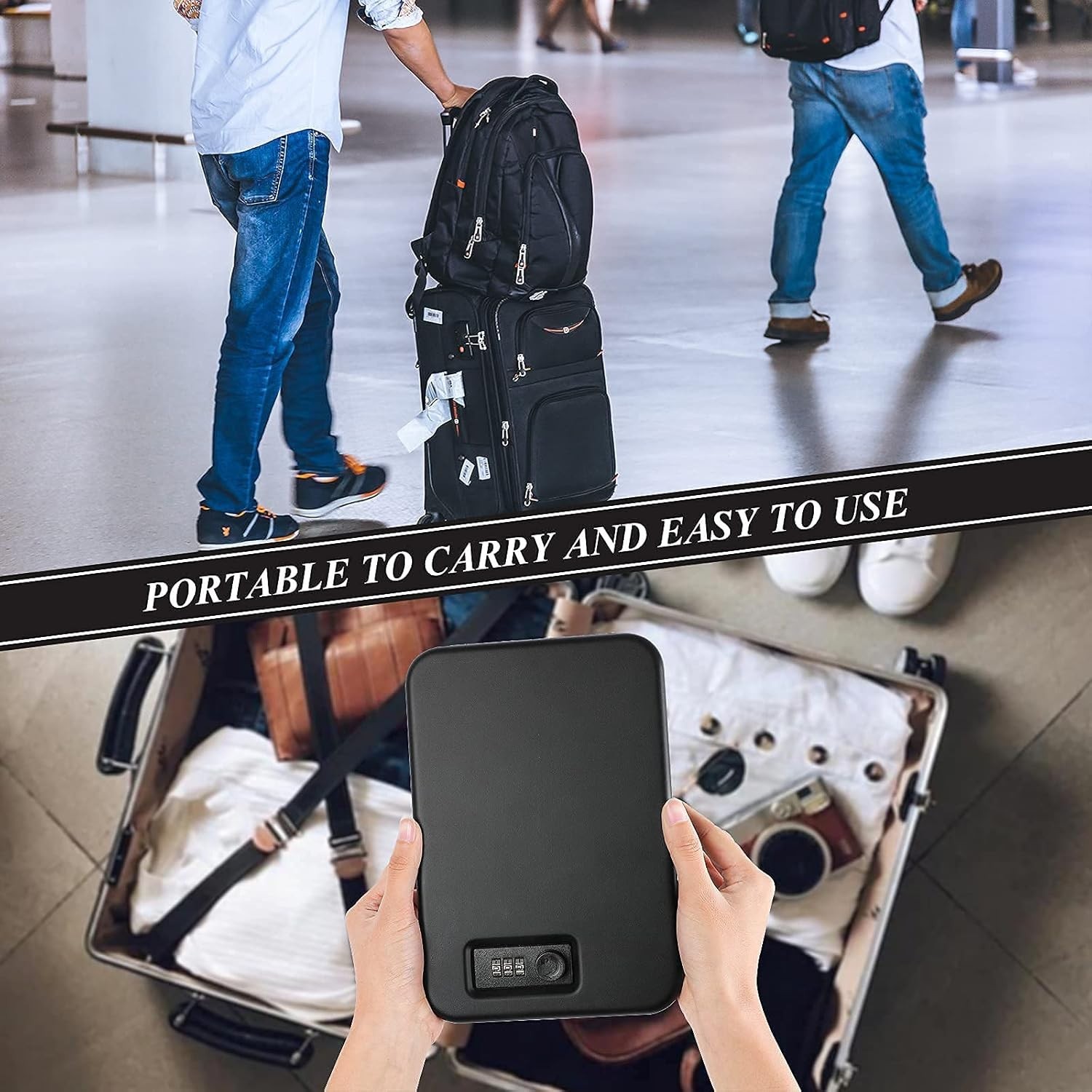 Portable Gun Safe Lock Box for Pistols Handgun Case Combo Lock Home Car Travel