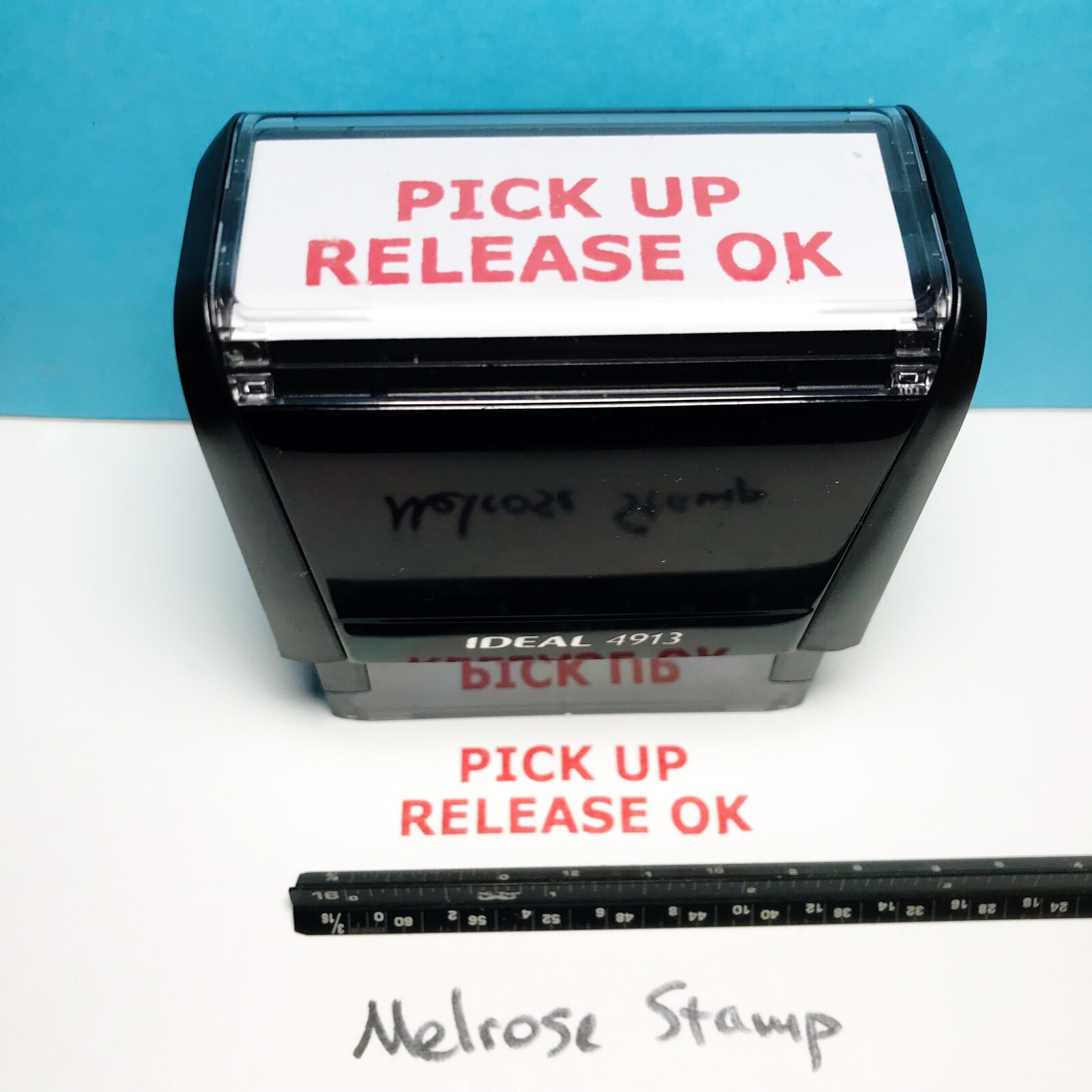 Pick Up Release OK Rubber Stamp Red Ink Self Inking Ideal 4913
