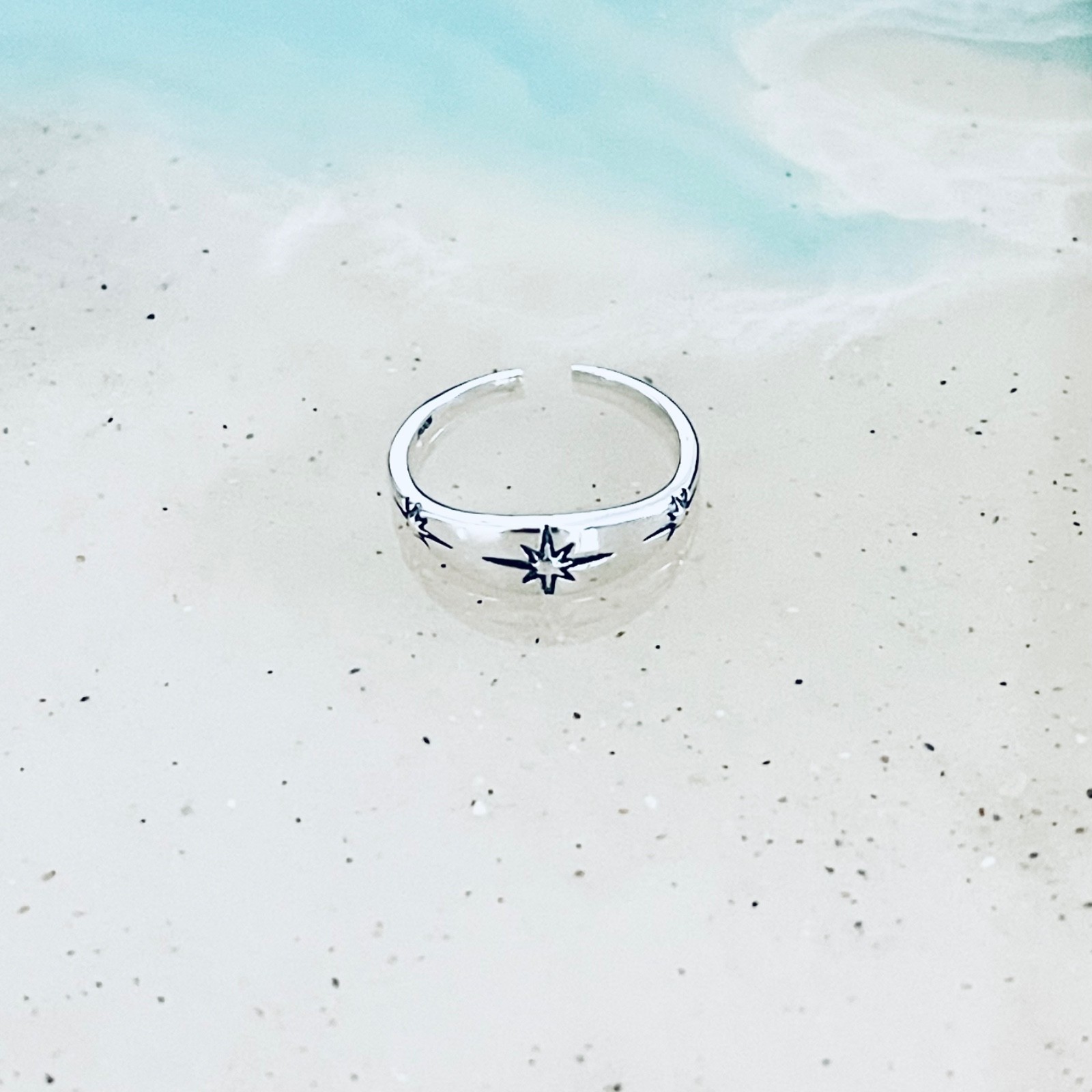 Sterling Silver Moon and Star Toe Ring, Celestial Silver Rings