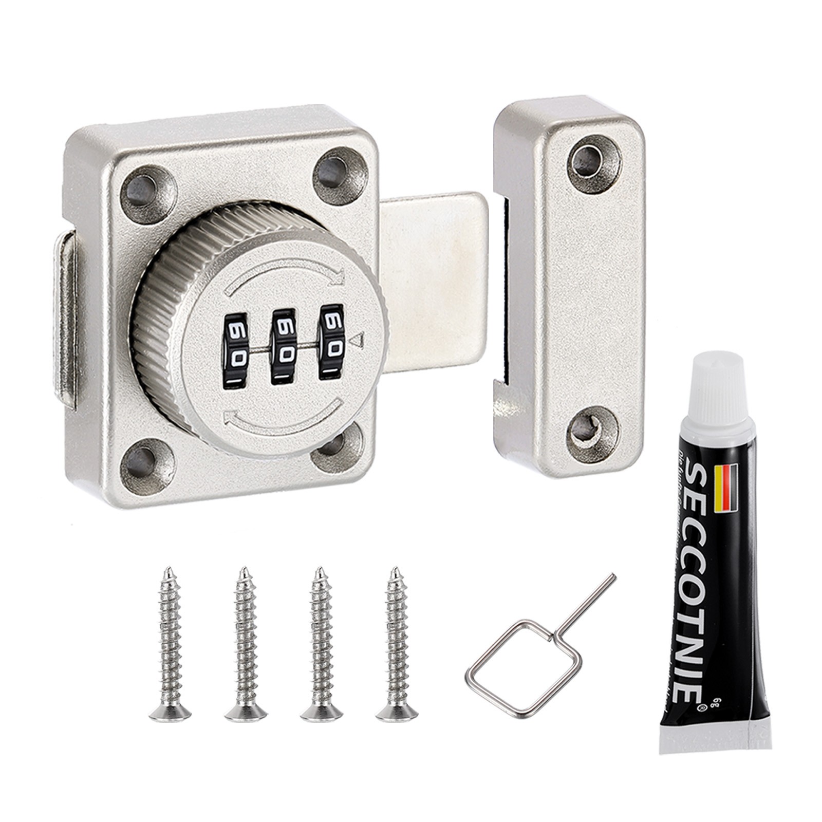 Cabinet Password Latch Combination Lock for One-Way Door Cabinet Silver