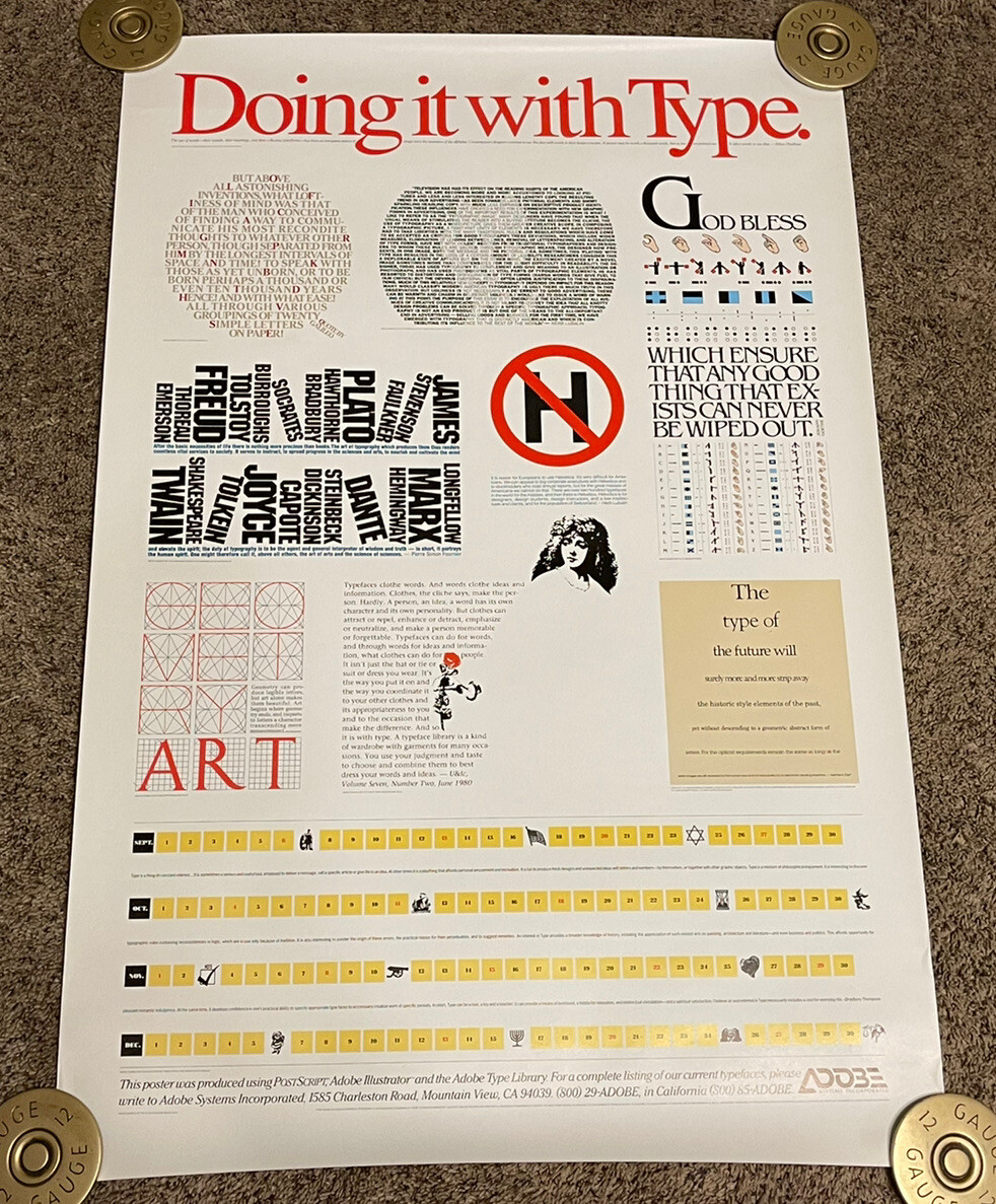 Rare 1987 ADOBE “Doing It With Type” Postscript Poster, 23x35, Rolled