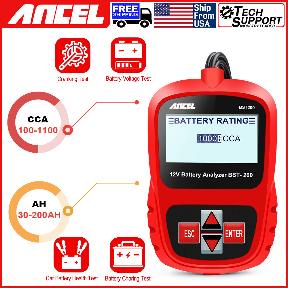 ANCEL BST200 Car Battery Tester 12V 1100CCA Automotive Diagnose OBD2 Scanner