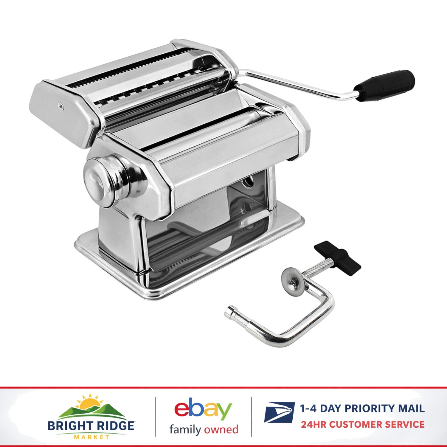 Manual Pasta Maker Machine with Adjustable Thickness for Homemade Noodles