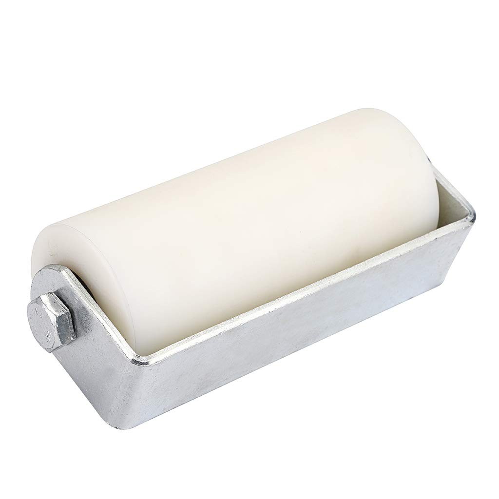 Skelang 6" Slide Gate Guide Roller with Post Welded Bracket, White - 6 inches
