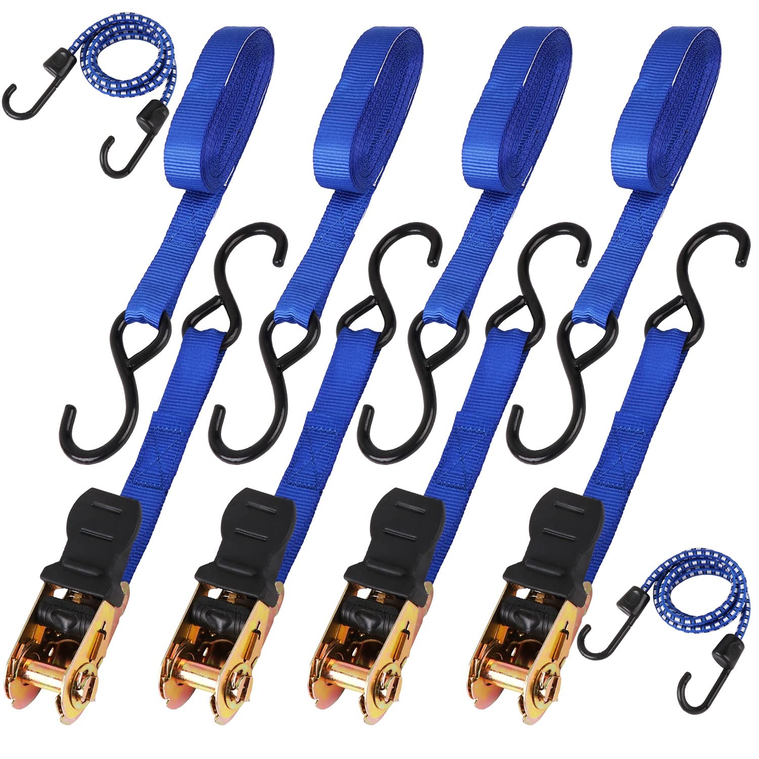 Ratchet Straps 2200 LB Break Strength 4-Pack 15FT Ratchet Tie Down Straps Set
