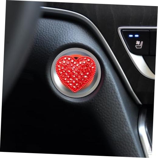 Heart Car Decor,Bling Push Start Button Cover,Cute Heart Engine Ignition Red