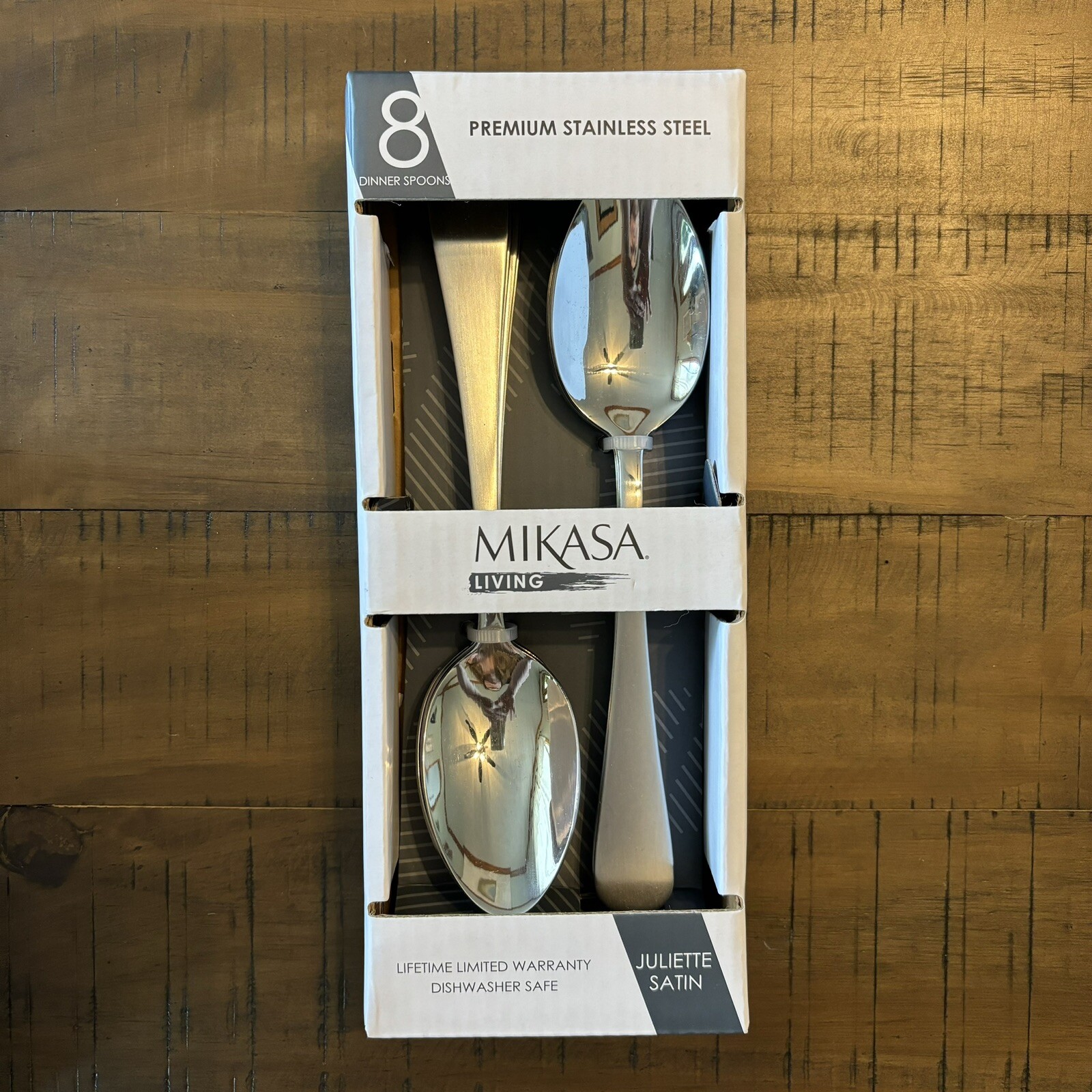 MIKASA Living Juliette Satin Premium Stainless Steel Flatware 8 Dinner Spoons