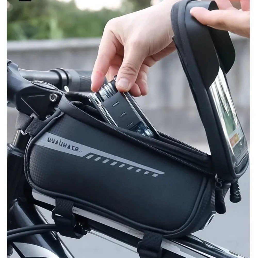 Waterproof Bike Front Frame Bag Touch Screen Visor Cycling Storage Phone Holder