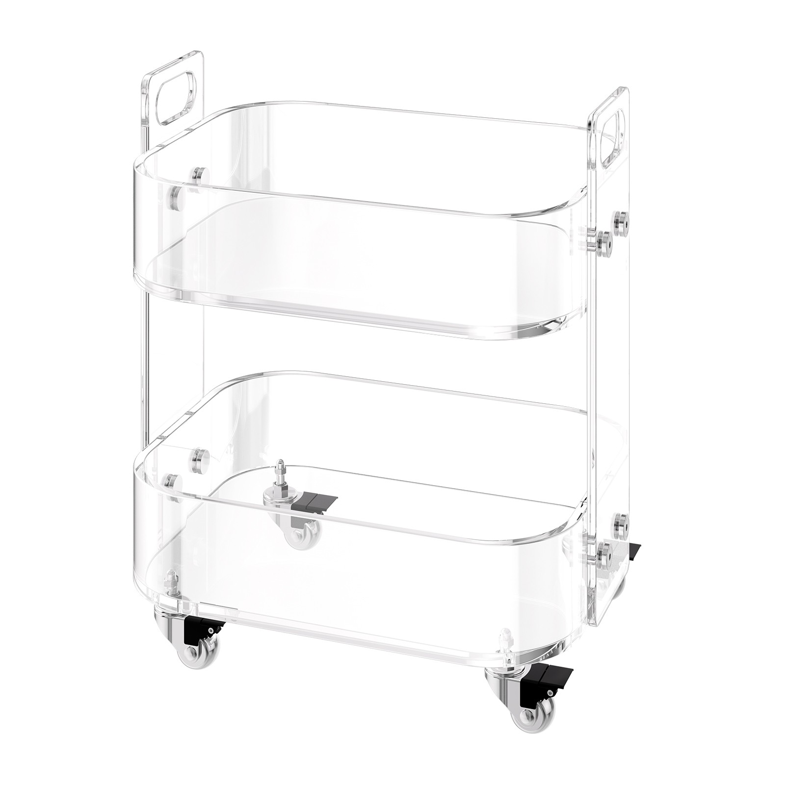 Uimoso Rolling Acrylic Table with Wheels, 2-Tier Mobile Storage Cart