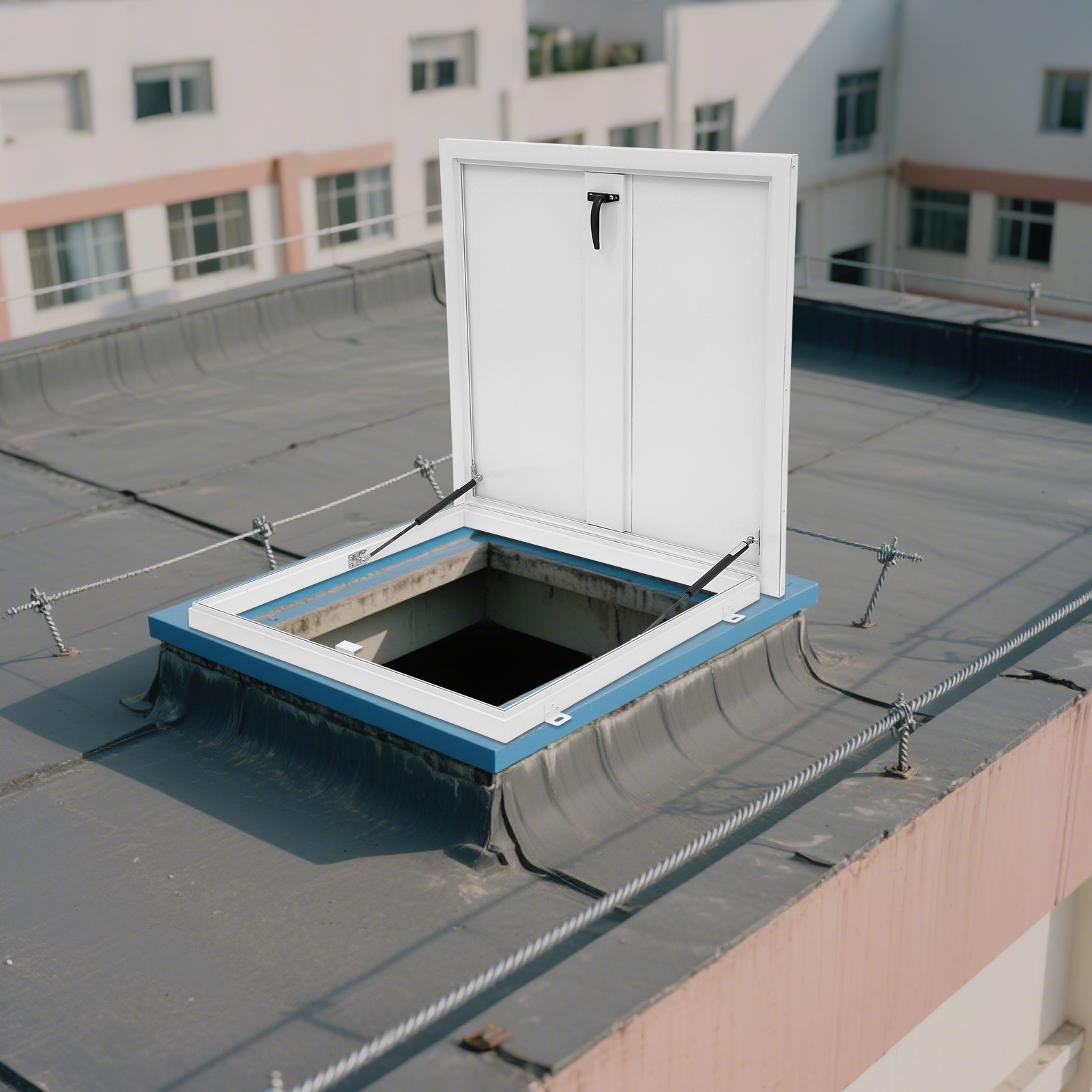 White Modern Aluminum Roof Hatch with Locking Security and Easy Access
