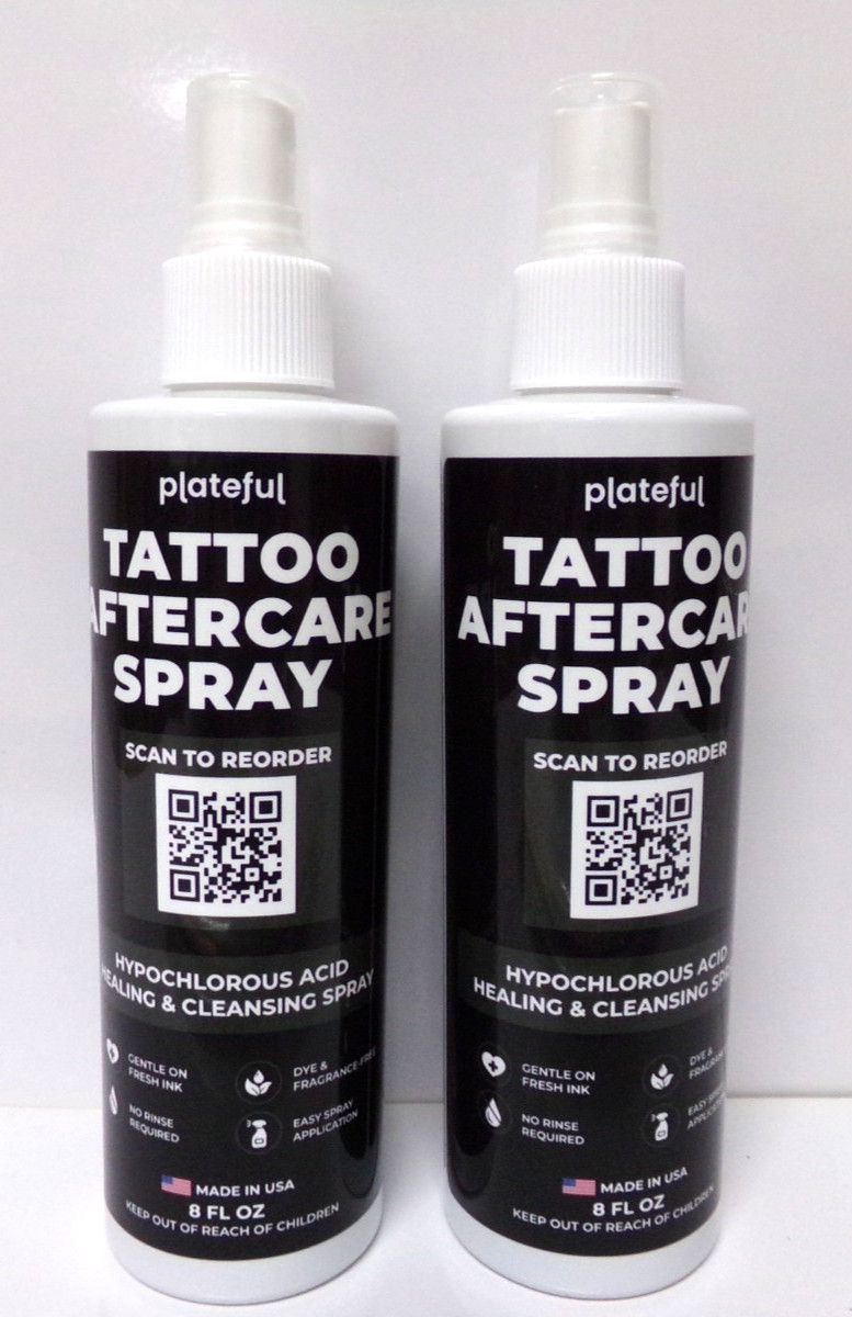 (2) Tattoo Aftercare Cleansing Healing Spray Hypochlorous Acid - Made In The USA
